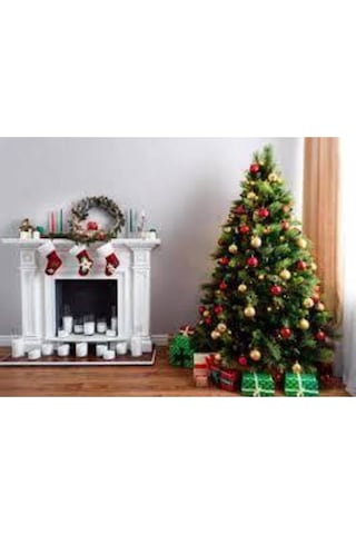 Bol Süslü 180 Cm Uzun Gerçek Gibi Yeşil Gür Yılbaşı Çam Ağacı