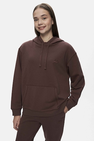 Ucla Weber Kahve Bisiklet Yaka Nakışlı Oversize Kadın Sweatshirt Kahve