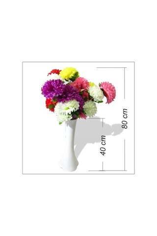 5 Renk Çiçekli Kırılmaz 40 Cm Beyaz Vazo