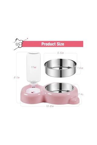 Honeybeeshop Mor Rengi Evcil Hayvanınızı Susuz Bırakmayacak Çift Kase Seti Ve Otomatik Su Dispenseri