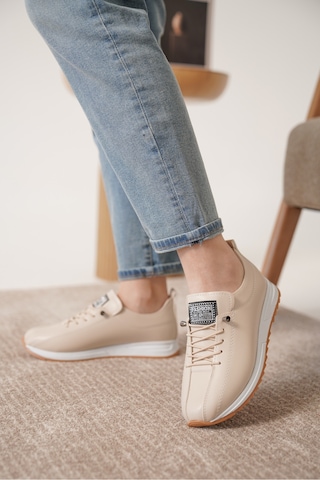 D0112 Günlük Ortopedik Kadın Sneaker Spor Ayakkabı Bej