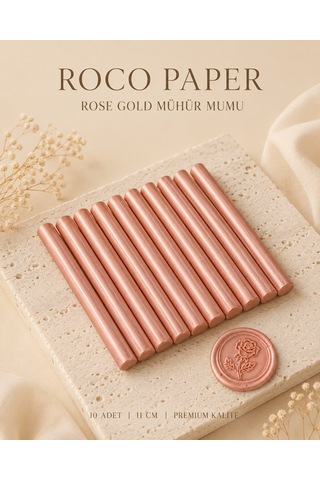 Silindir Mühür Mumu, Rose Gold, 10 Adet - 11 Cm, Zarf Ve Davetiye Diğer