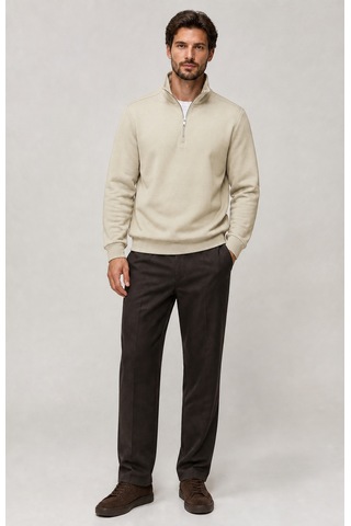 Redline Runi Basic Regular Fit Pamuklu Kışlık Sweatshirt Bej