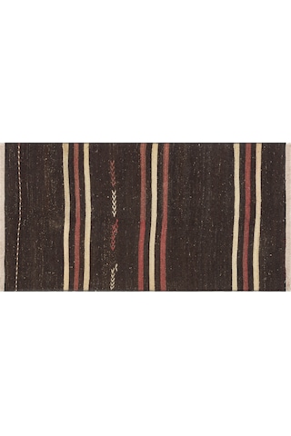 El Dokuma Çizgili Keçi Kılı Yün Kilim