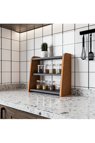 Alpa Ev Mobilya 3 Katlı Tezgah Üstü Organizer, Modern Mutfak Rafı Ve Çok Amaçlı Düzenleyici Antrasit-atlantik Çam