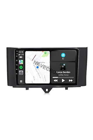 Smart Fortwo 2011-15 9" Uyumlu Androıd Multimedya Gerçek 2/32 Kablosuz Carplay Geri Görüş Kameralı 9"
