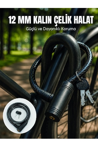 Maesko Anahtarlı Çelik Halat Kilit 12 Mm Güçlü Bisiklet Kilidi 80 Cm Pvc Kaplamalı Elektrikli Maesko Anahtarlı Çelik Halat Kilit 12 Mm Güçlü Bisiklet Kilidi 80 Cm Pvc Kaplamalı Elektrikli