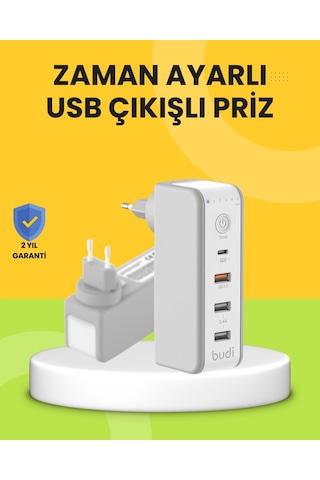 Mey İthalat Hızlı Şarj Destekli Zaman Ayarlı Usb Şarj Adaptörü 0-2