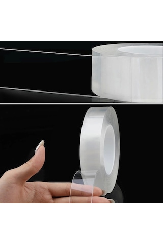 2 Metre X 3 Cm Şeffaf Güçlü Nano Çift Taraflı Silikon Jel Yapıştırıcı Bant
