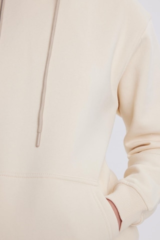Tudors Kadın Relax Fit Rahat Kesim Pamuklu Kapüşonlu Kanguru Cepli Taş Sweatshirt-39943 Taş