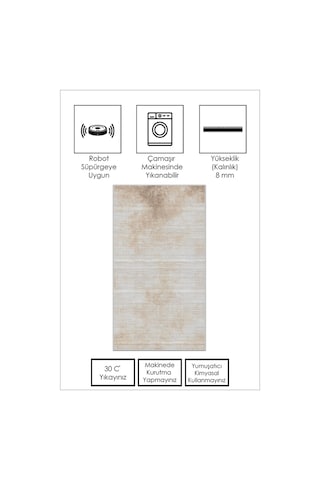 West Home Makinede Yıkanabilir Kaymaz Taban Leke Tutmaz Bej Modern Salon Halısı Mutfak Halısı Ve Yolluk Wh610 Beige