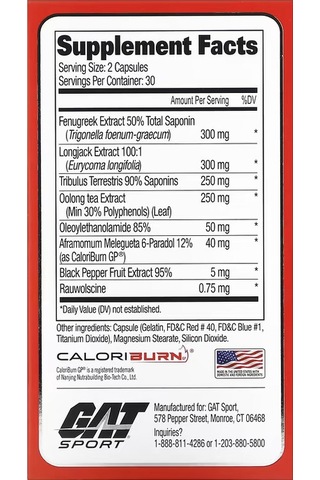 Gat Testrol Fire Thermo Fenugreek + Tribulus Testo Booster 60 Tablet