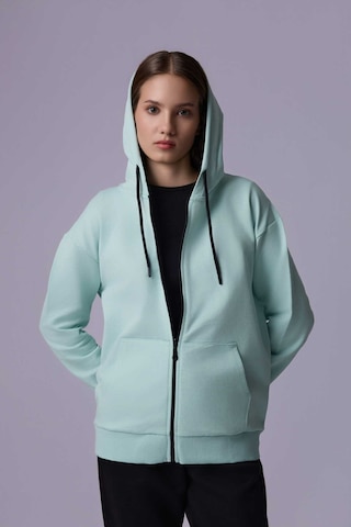 Defys Defy S Kadın Oversize Kapüşonlu Fermuarlı Cepli Sweatshirt Su Yeşili - 527346818 Su Yeşili