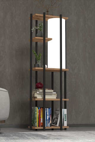 Retohome 5 Raflı Lambaderli Kitap Rafı.,kitaplıklı Lambader Atlan Beyaz