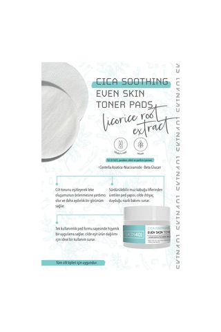 Skin401 Cica Yatıştırıcı Aydınlatıcı Tonik Pad 100 Adet Toner Pad