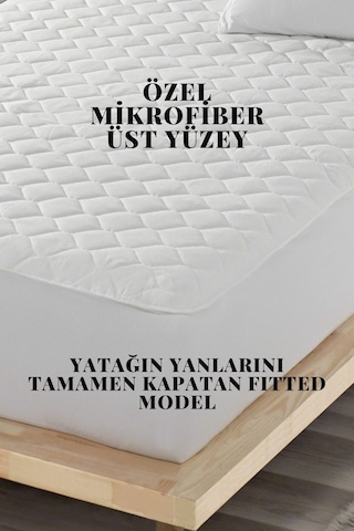 Ely Parker 90x190 Sessiz Alez Kapitoneli Fitted Mikro Yanı Çarşaflı Tek Kişilik Su Yatak Koruyucu ELYPRKR00615 Beyaz