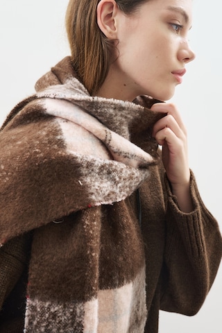 Ekose Desenli Atkı Kahverengi Kahverengi