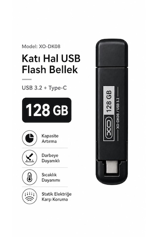 128 Gb Katı Hal Usb Bellek Usb 3.2 + Type-c Çift Girişli Taşınabilir Flash Bellek Telefonda Bilgisayara Aktarma Yüksek Hızlı Dayanıklı Ve Çok Korumalı Ssd Korumalı Darbeye Dayanıklı Anti Manyetik 128gb