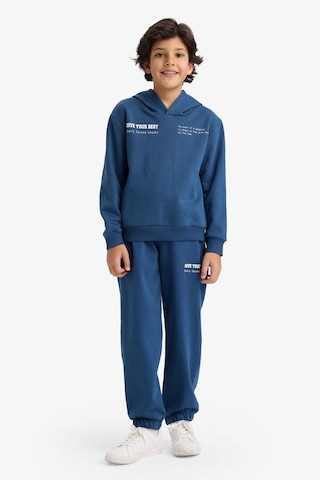 Defacto 2li Takım Baskılı Kapüşonlu Sweatshirt Eşofman Altı Erkek Çocuk G5640a825cwın249 İndigo-ın249