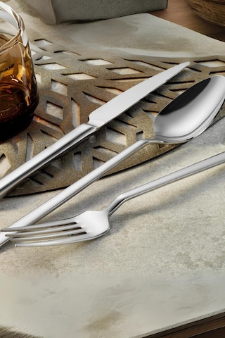 Lugga Doğa Yemek Çatal Kaşık Bıçak Takımı 18 Parça Gri