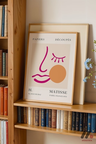 Matisse Pembe Yüz Kompozisyon, Ahşap Çerçeveli Duvar Tablosu - Sanatsever Hediyesi