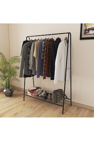Oval Telli Siyah Butik Elbise Askılığı Konfeksiyon Askılık Siyah