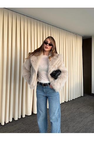 Laluvia Bej Kürk Mont - 9679 Bej