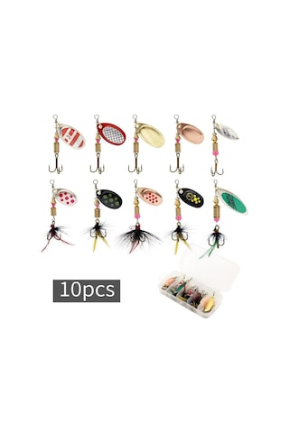Valkyrie 10 Adet Kutulu Fly Spinner Bait Yem Zoka Seti Döner Tip Tatlı Tuzlu Sinek Olta
