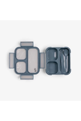 Citron Çatal Ve Kaşıklı Bento Beslenme Kutusu Seti - Dusty Blue