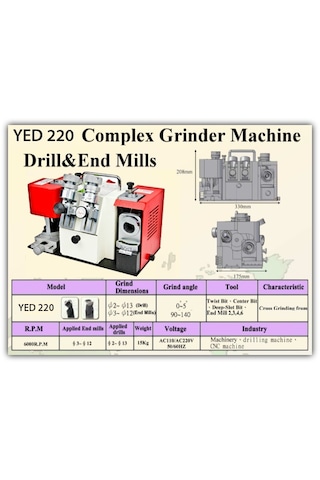 Matkap Ve Freze Bileme Makinası Yed-220