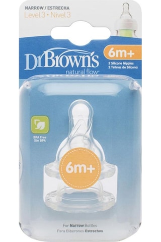 Dr.Brown's Dar Ağız 3.Seviye 6+ Silikon Biberon Emziği 2'li