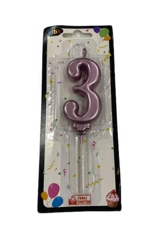 3 Yaş Pembe Rakam Mum 3 Yaş Pembe Rakam Mum