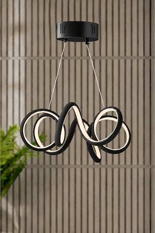 Spiral Model Siyah Metal Salon Mutfak Oturma Yatak Odası Modern Led Sarkıt Avize