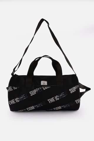 İcone Bag Unisex Spor Çanta Silindir Model, Baskılı, Ön Ve İç Cepli, Yan Saplı, Ayarlanabilir Omuz Askılı Siyah