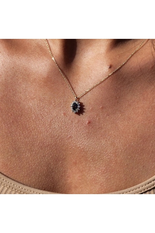 0,95 Ct Aleksandrıt 0,25 Ct Pırlanta Signity Taşlı Anturajlı Vintage 14 Ayar Altın Tasarım Kolye