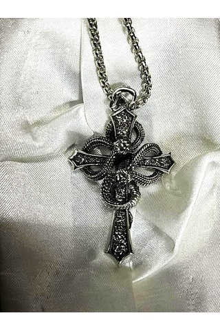 Dükkan Design Lucifer Haç Kolye Gri - Siyah