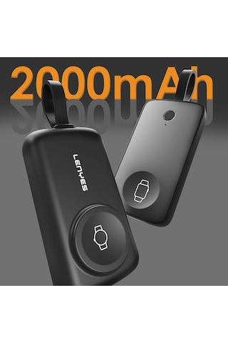 Lenyes Px0001d Akıllı Saat Kablosuz Şarj Taşınabilir Type-c Kablolu Powerbank 2000mah 2w Siyah