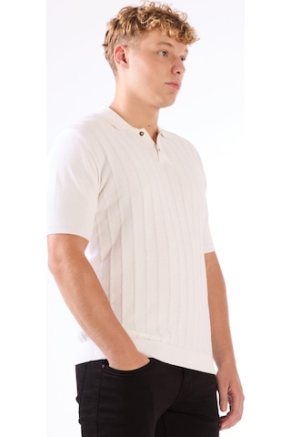 Dufy Beyaz Polo Düğmeli Kısa Kollu Düz Renk Fitilli Slim Fit Erkek Triko Beyaz