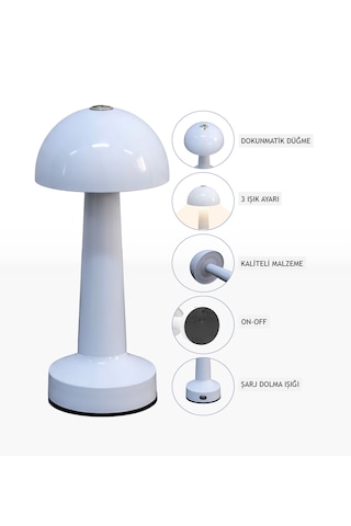 Zenlight Mantar Masa Lambası 320-6 Beyaz