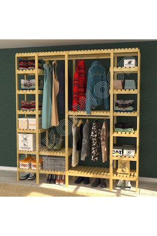 Maya - Açık Ahşap Gardırop Robot Süpürge Kullanımına Uygundur