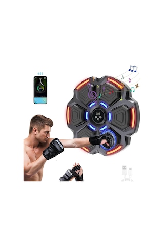 Bluetooth Hoparlör Özellikli Duvar Boks Makinesı 9 Mod Seviye Ayarlı Müzikli Boks Makinesı Siyah