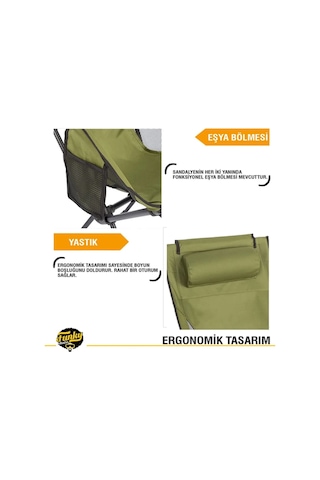 Sky Ultralight Katlanabilir Kamp Sandalyesi - Haki 2 Adet Haki