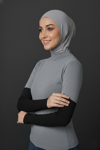 Sonbaharmoda Kadın Tesettür Likralı Esnek Düz Penye Kolluk Siyah