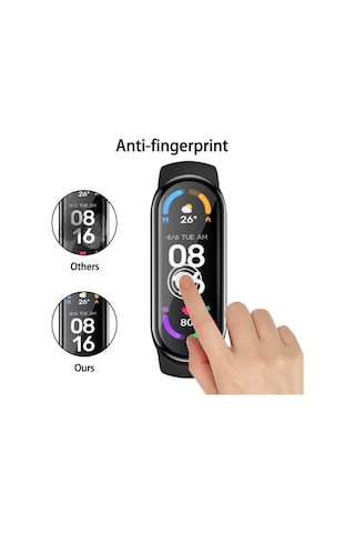 Wozlo Xiaomi Mi Band 5/mi Band 6 Uyumlu Nano Siyah Çerçeve 5d Tam Koruma Ekran Koruyucu- 2 Adet - Pr