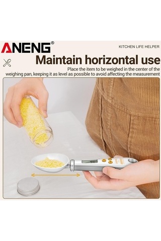 Ulzyvf Createtech Terazi Tartı Ölçme Kaşığı Htc-6, Gram Fonksiyonlu Elektronik Ekran, Beyaz Beyaz