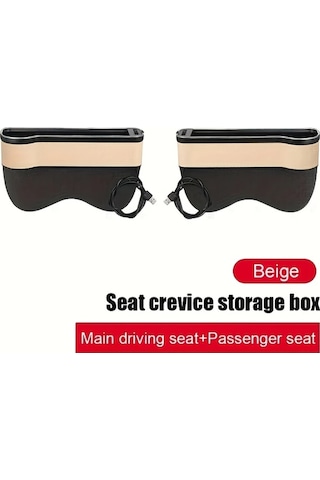 Xuweiwei 2 Adet Beige Color Araç Koltuğu Arası Organizörü Yerleşik Telefon Tutucu Hızlı Şarj Ve Led Ambient Işık