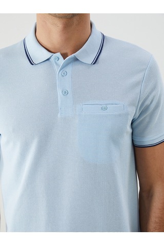 Lcwaıkıkı Classic Mavi Polo Yaka Kısa Kollu Erkek Dokulu Tişört