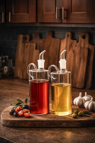 408 2li Kare Borosilikat Cam Yağdanlık Yağlık Sirkelik 400ml Çok Renkli
