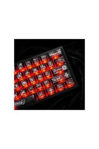 Leaven 119 Tuş Pc Keycap Seti - Chrome Hearts Tarzı Buzlu Cherry Mx Uyumlu Gotik Klavye Tuşları - Siyah