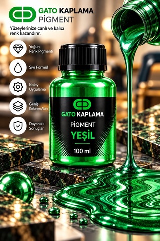 Gato Kaplama Solvent Bazlı Transparan Sıvı Pigment Boya 100 Ml Yeşil Renk Renklendirici